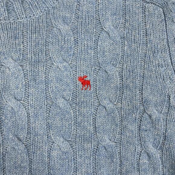 Vintage Abercrombie & Fitch Sweater Men's XL Blue Cashmere Wool Cable Knit READ* - Picture 2 of 15